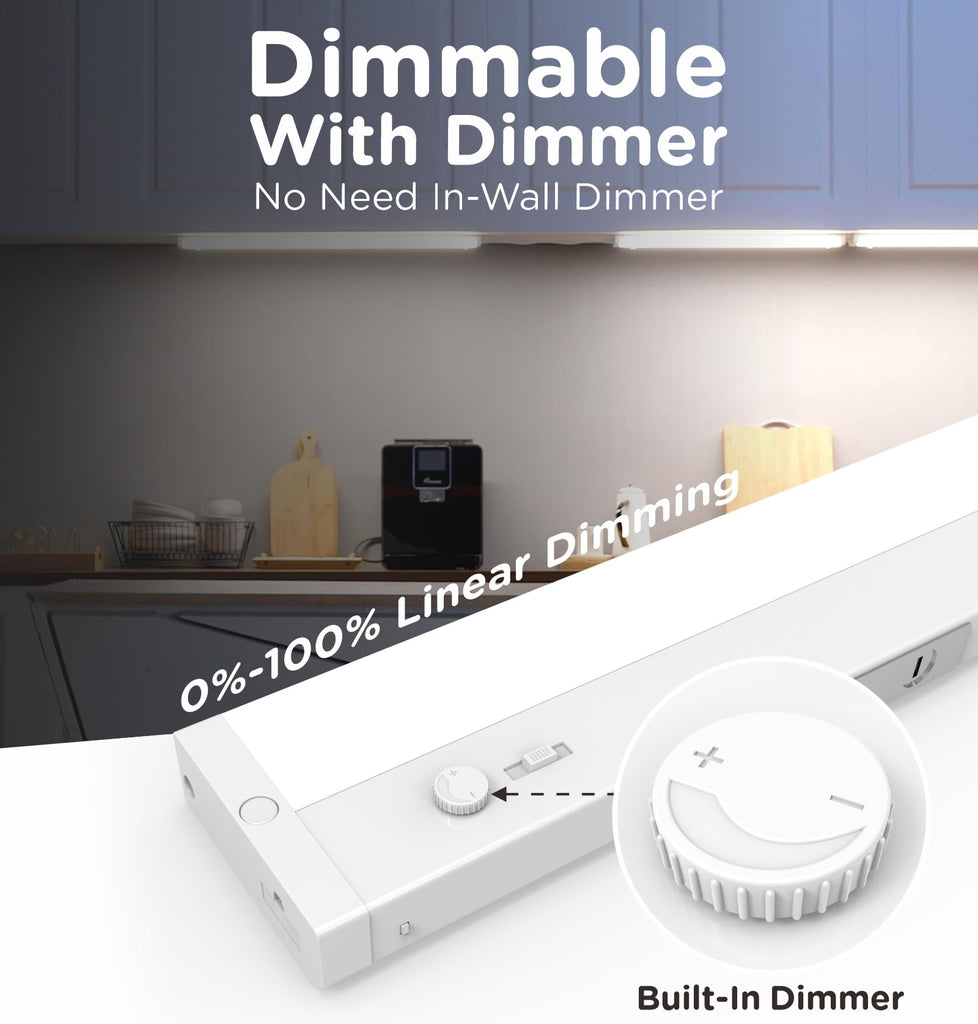 LED Under Cabinet Lighting Hardwired Or Plug in,18 Inch11W 1100LM Super Bright,Dimmable With Dimmer,120V 5CCT