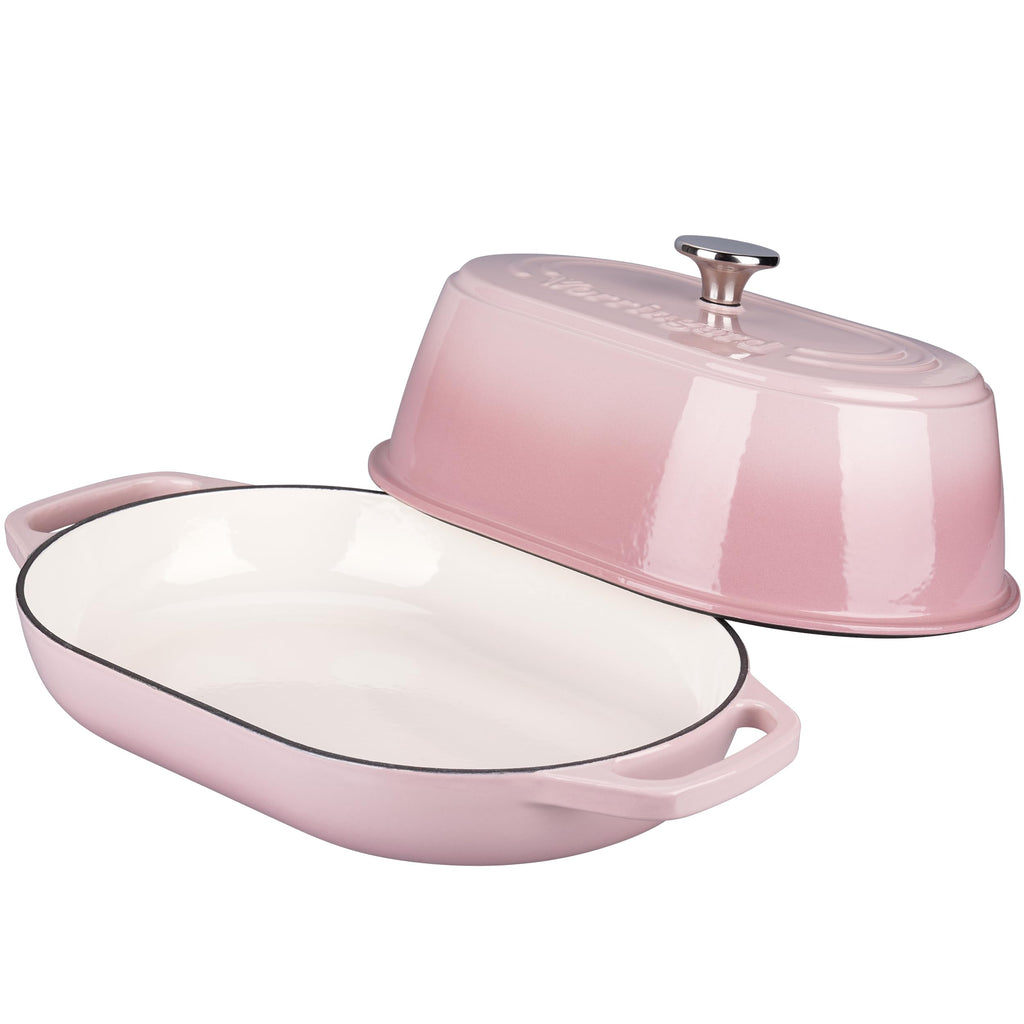 Enameled Cast Iron Dutch Oven Pot with Dome Lid, Oval Bread Oven made Sourdough Bread Baking, Oven Safe up to 500°F