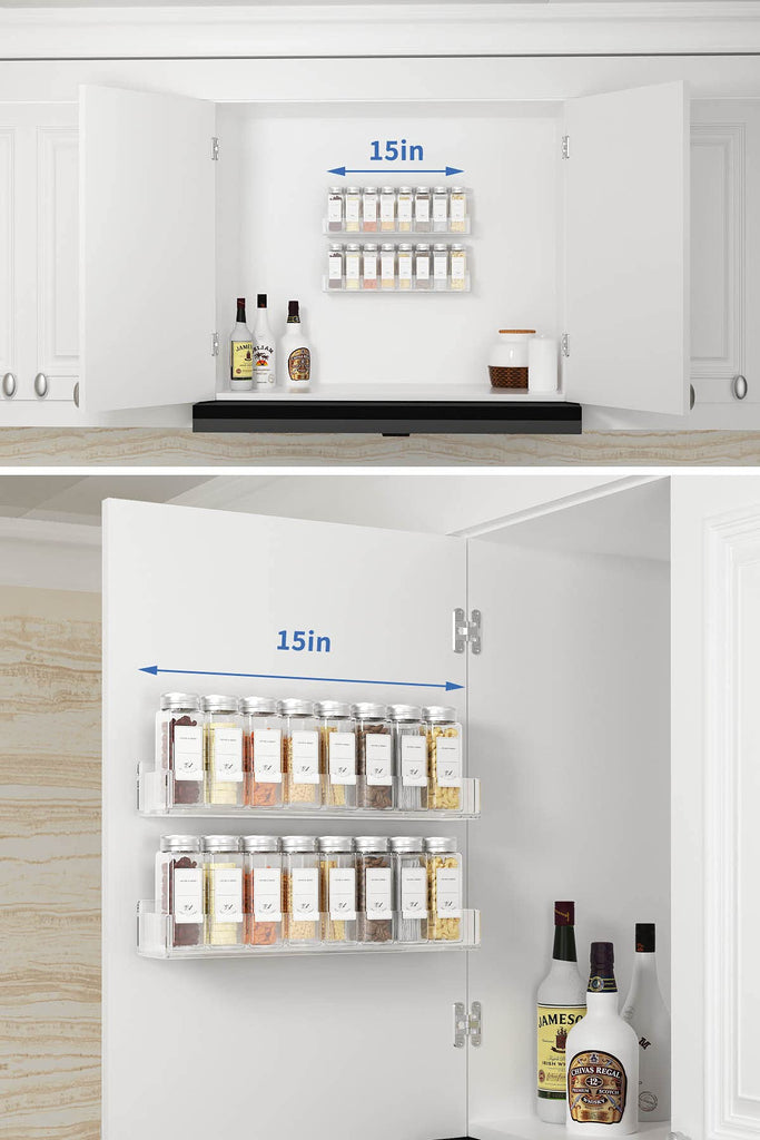 Acrylic Wall Mount Spice Rack, 4 Pack 15 Inch