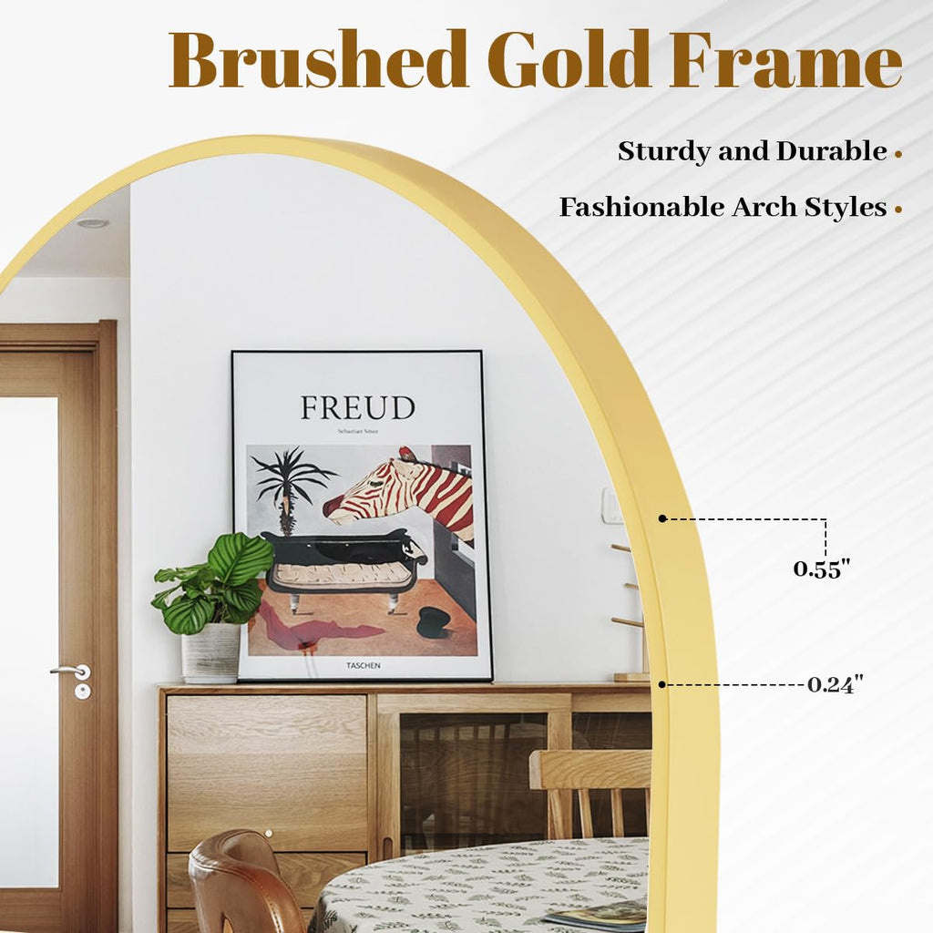 Arched Wall Mirror, 24 x 36 inch Arch Bathroom Mirror Gold