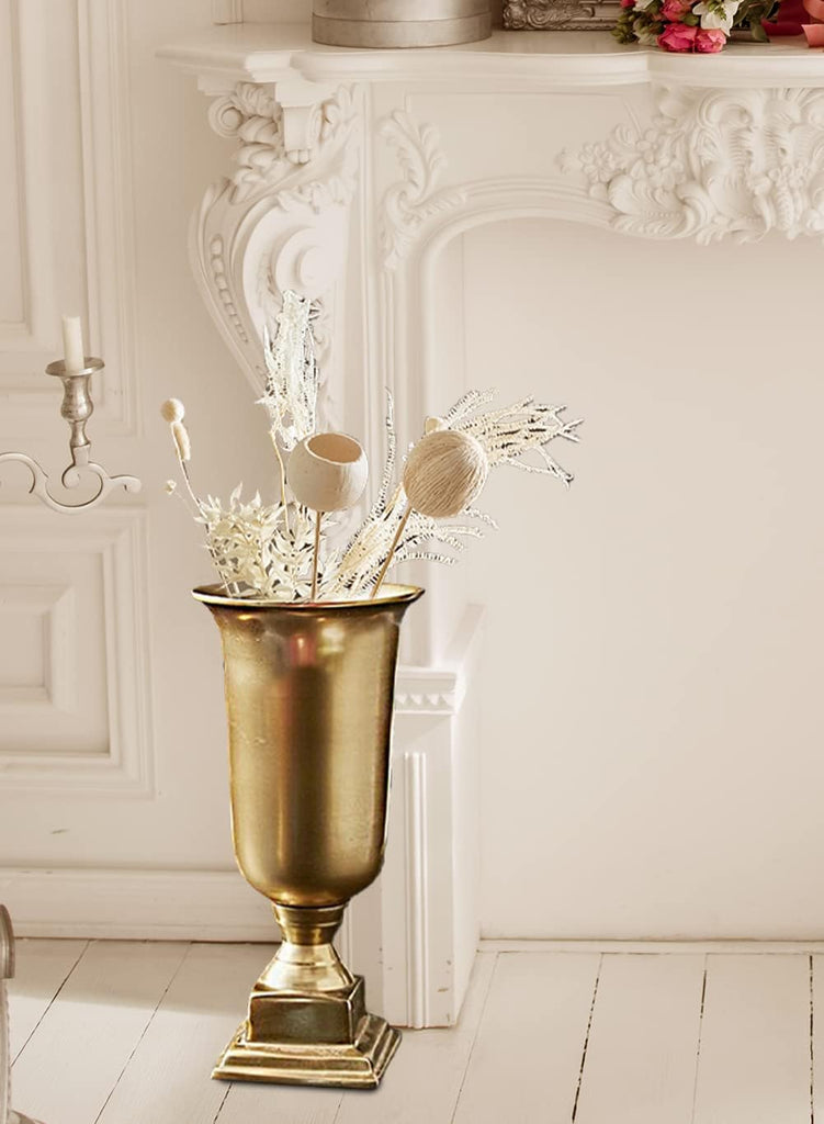 18-Inch Gold Pedestal Urn - Elegant Tapered Gold Vase for Flowers - Perfect as a Centerpiece Decor, Weddings