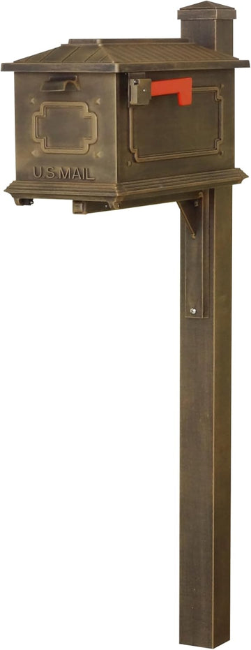 Kingston Curbside Mailbox with Wellington Post - Copper Aluminum Mailbox with Post