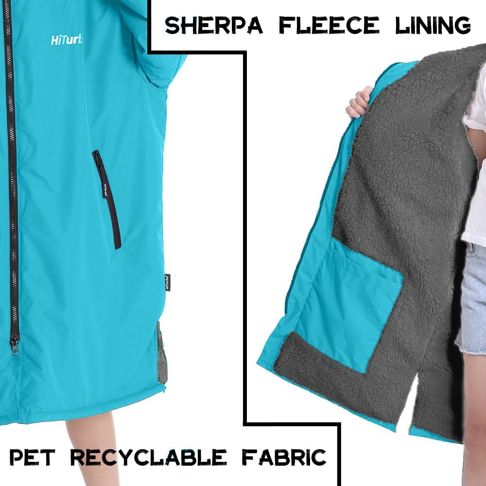 Warm Kids Swim Parka: Waterproof Changing Robe Sherpa Lined