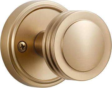 2 Pack Champagne Bronze Door Knob Passage Door Knobs Interior Door Handle for Hall and Closet,Zinc Alloy
