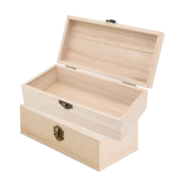 2PCS Wooden Box with Hinged Lid Small Wooden Box Vintage Wood Box Wooden Storage Box Keepsake Boxes with Lids Jewelry