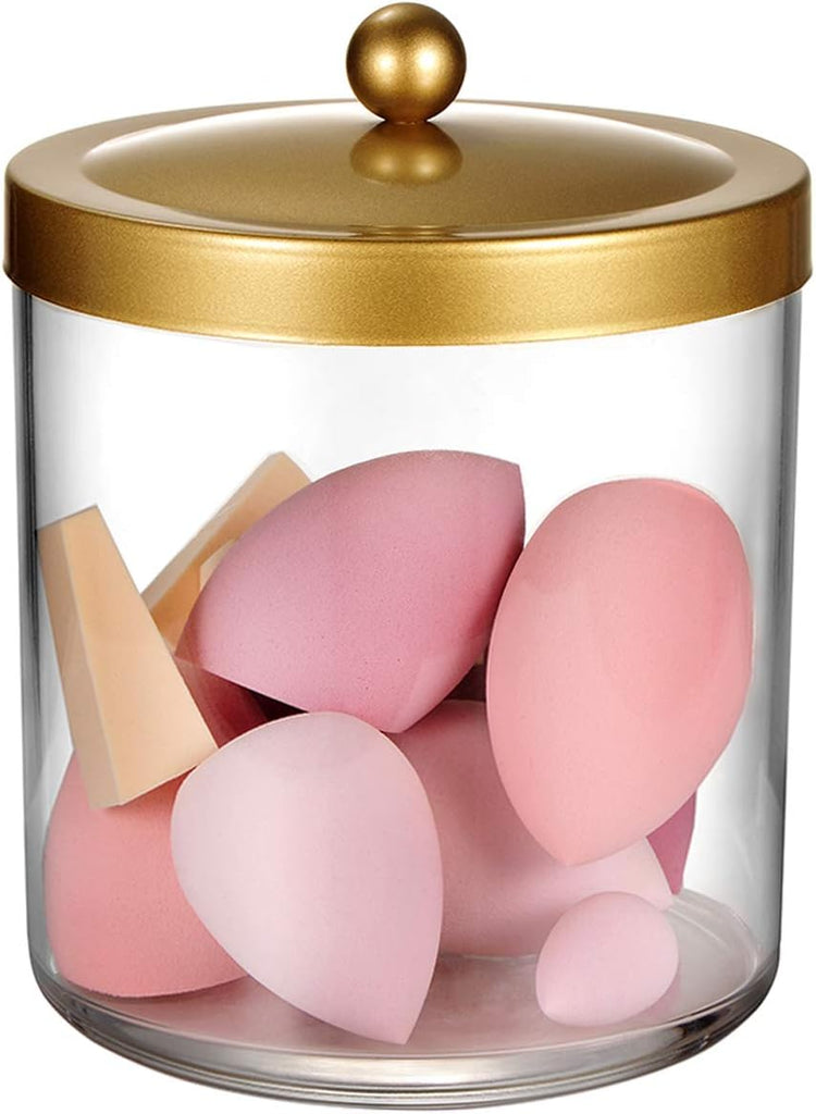 50 Oz Large Plastic Clear Apothecary Jar with Gold Rust-Proof Lid