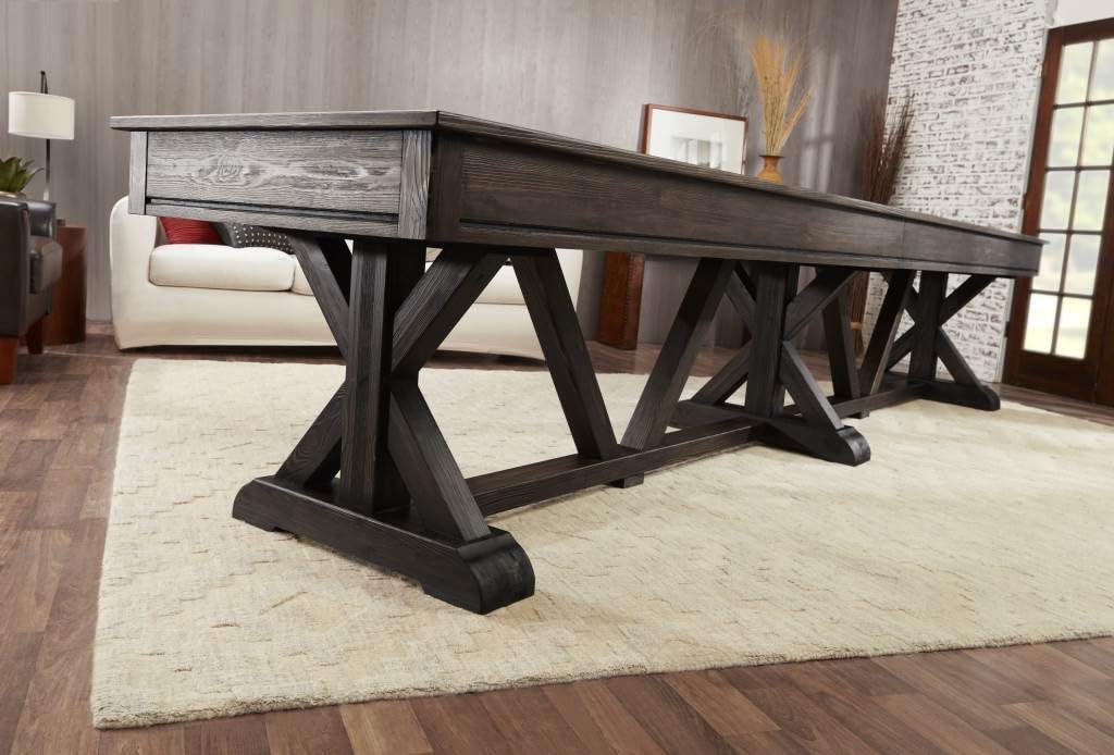 River 14' Weathered Black Pro-Style Shuffleboard Table