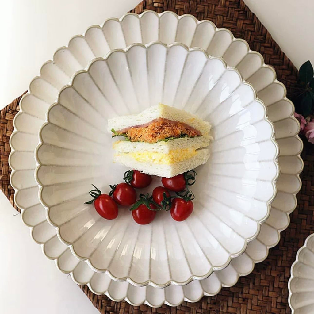12-Piece Sunflower shape Ceramic Kitchen Dinnerware Set, Service for 4, Porcelain Dishes Dinner Set with Dinner