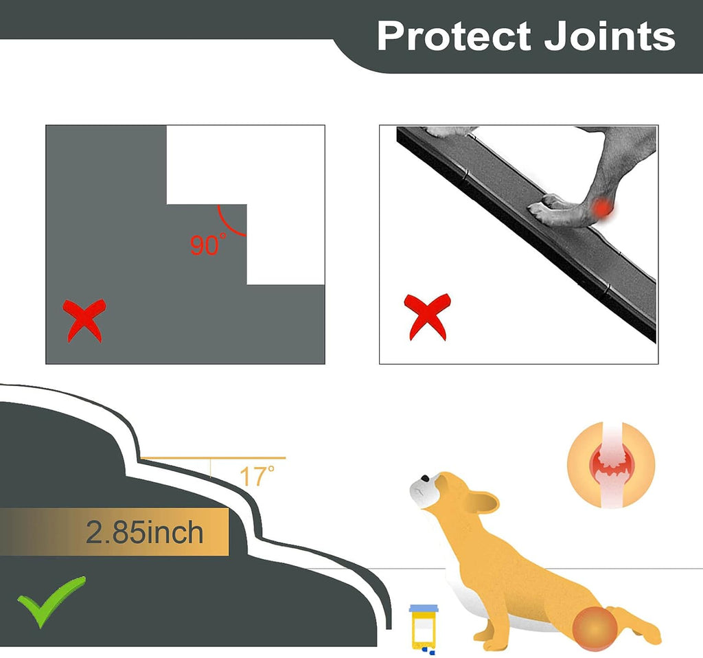 3 Steps High Density Foam Dog Stairs Ramps, Non-Slip Pet Steps for Older Dogs, Pet with Joint Pain, Sofa Bed Ladder