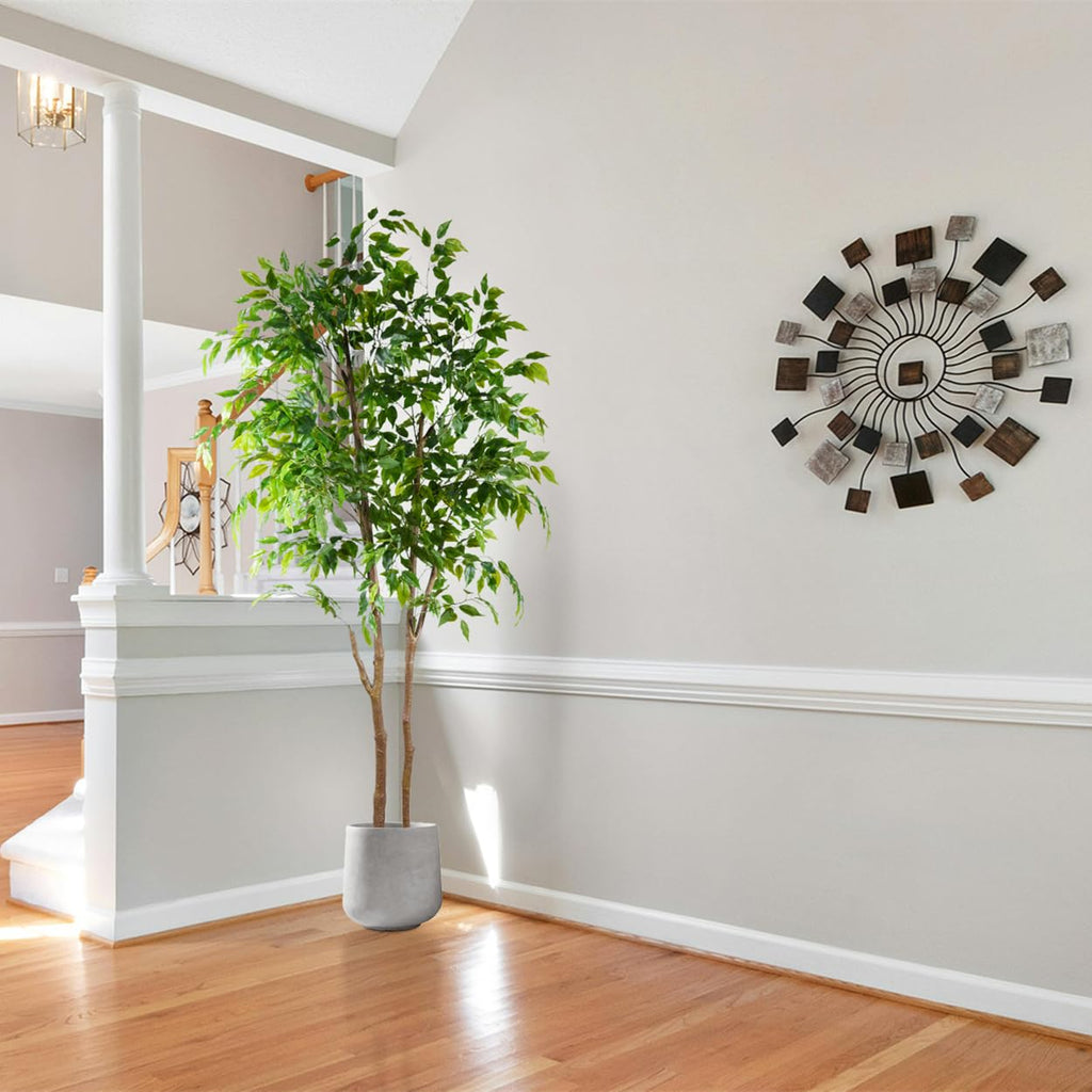 Artificial Ficus Tree 6ft Fake Floor Plant with Woven Basket