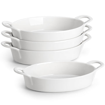 Small Casserole Baking Dishes for Oven, Ceramic Oval Baking Dish Sets of 4, 8" x 5" Inch Au Gratin Baking Pans with