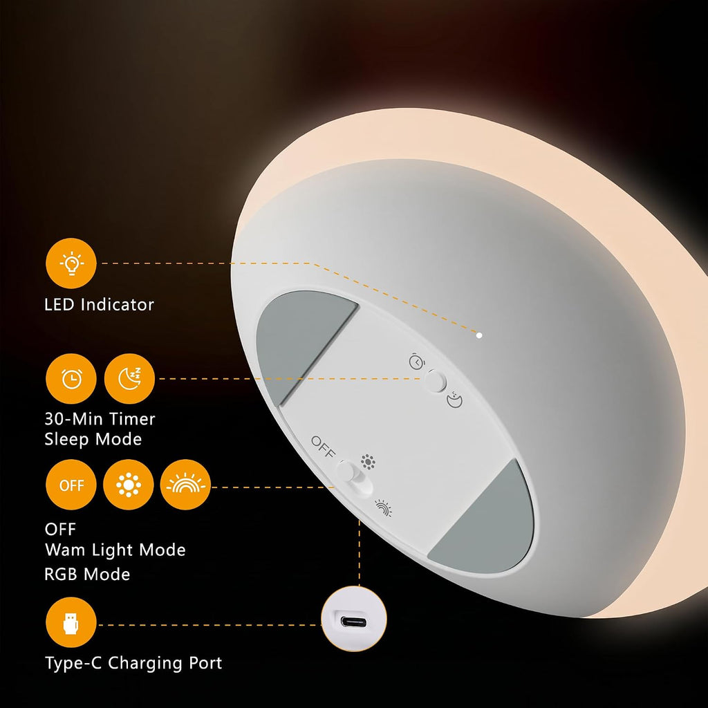 Baby Nursery Night Light, Portable Touch Rechargeable Egg Lights