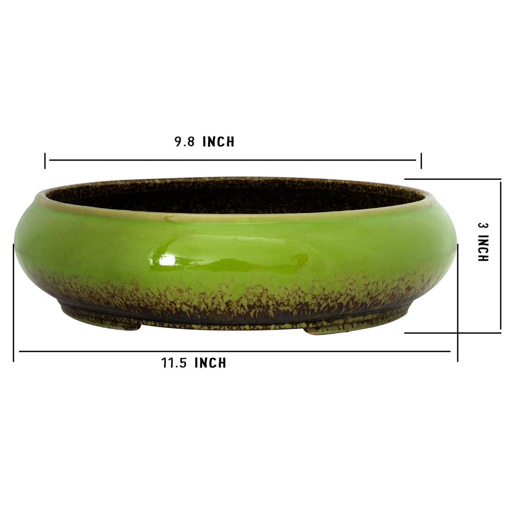Succulent Pots, 11.5 Inch Ceramic Bonsai Pots with Drainage
