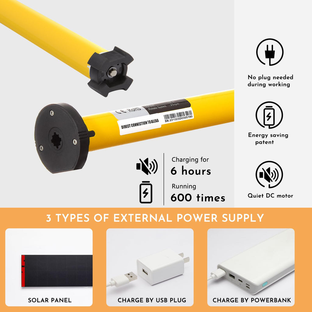 Motorized Roller Blinds with Remote Control, Blackout Electric Window Shades Compatible with Alexa Google via Hub