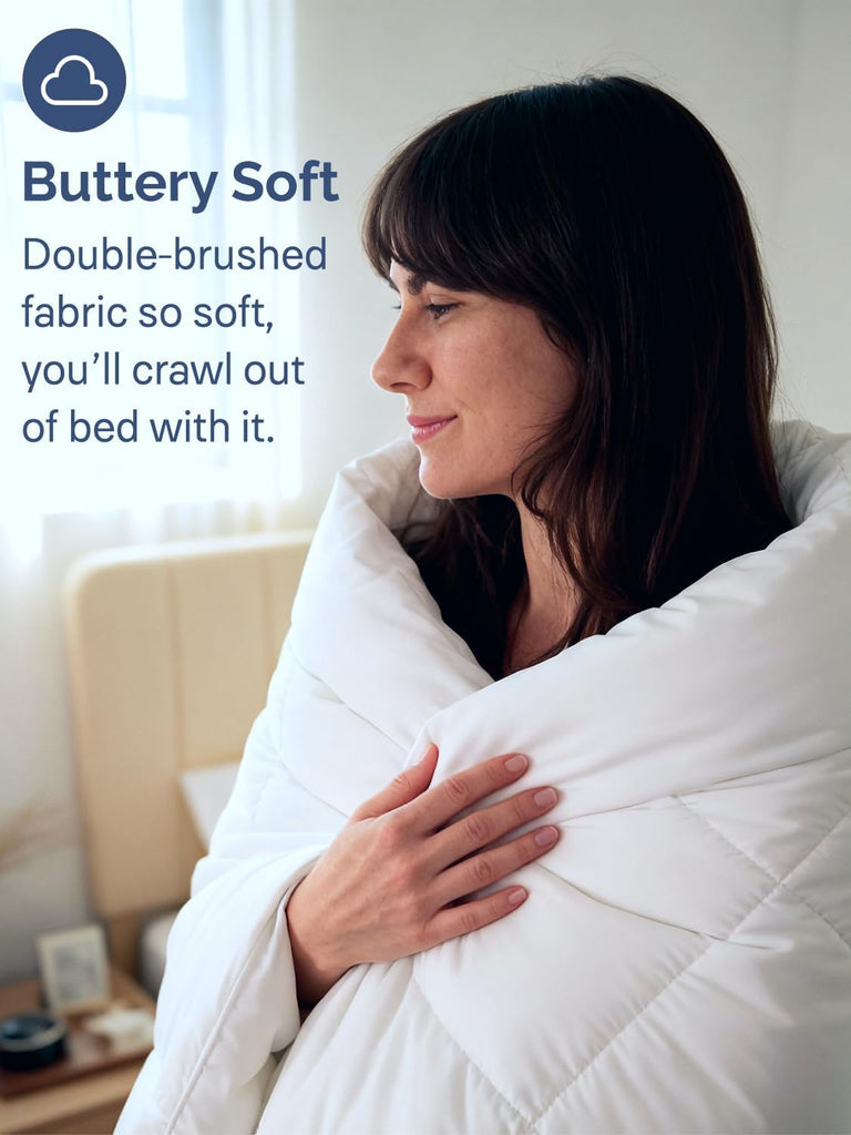 King, White Alternative Down Comforter - Warm, Lightweight & Breathable Hotel Quality Bedding Set for Men, Women