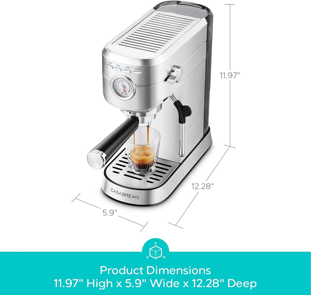 CM5418 Compact Espresso Machine with Milk Frothing Steam Wand | Stainless Steel, 20-Bar Pump, Built-in Pressure
