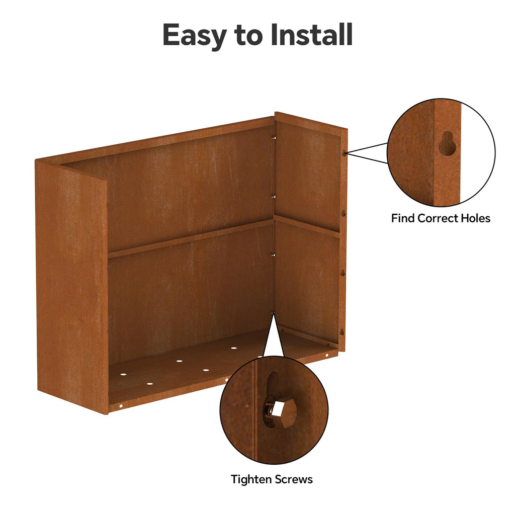 Cor Ten Steel Planters - 32x12x24H Inch Planter Box Rustic