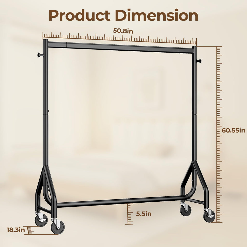 Clothes Clothing Rack, Rolling Heavy Duty Clothes Rack Load 420 LBS With Wheels, Clothes Rack for Hanging Clothes