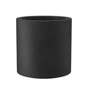 Large Round Cylinder Black Concrete Planter 15.7" Tall, Outdoor
