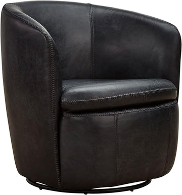 Leather Swivel Accent Chair, Midnight