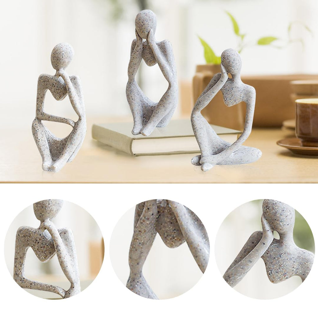 3 Pcs Thinker Sculptures Modern Bookshelf Decor Resin Thinker Statue Home Decor Aesthetic Sculpture Resin Collectible