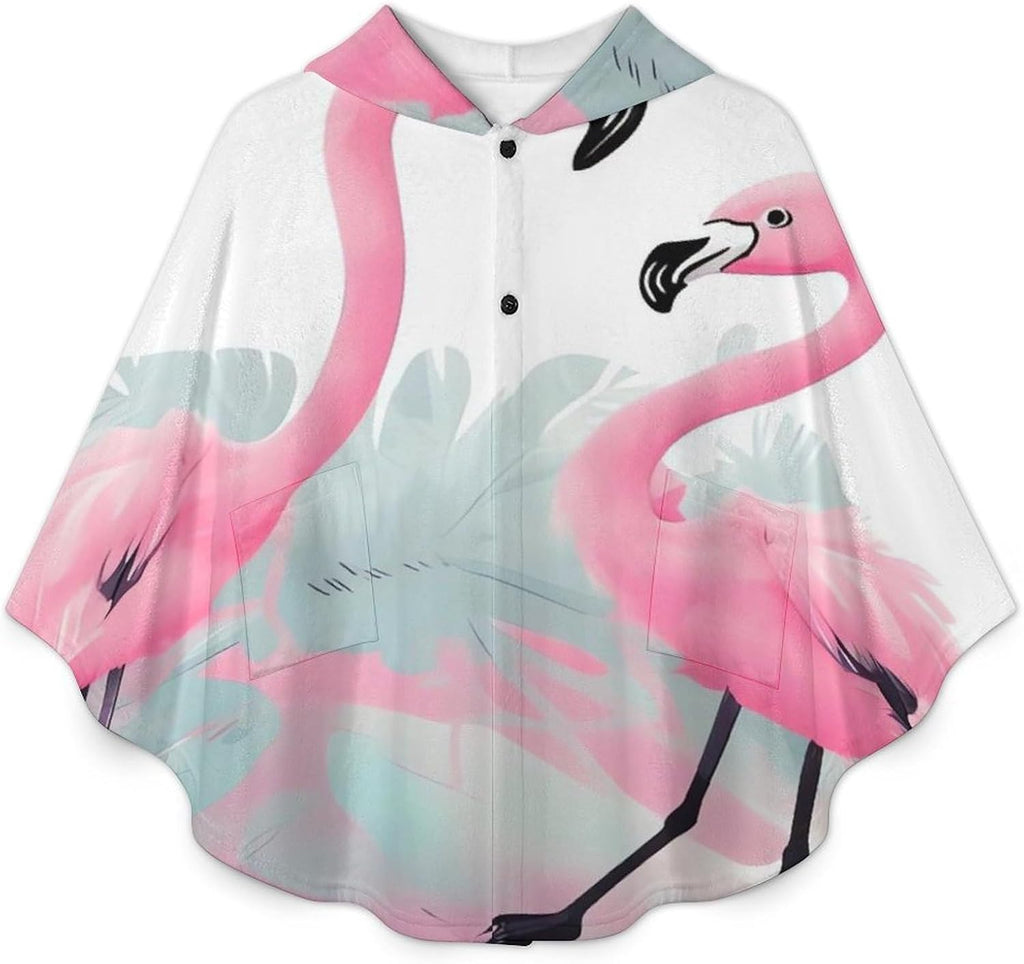 Love Flamingo Wearable Blanket Hoodie Flannel Hooded Blanket | Sweatshirt Oversized Cozy Sweater Gift