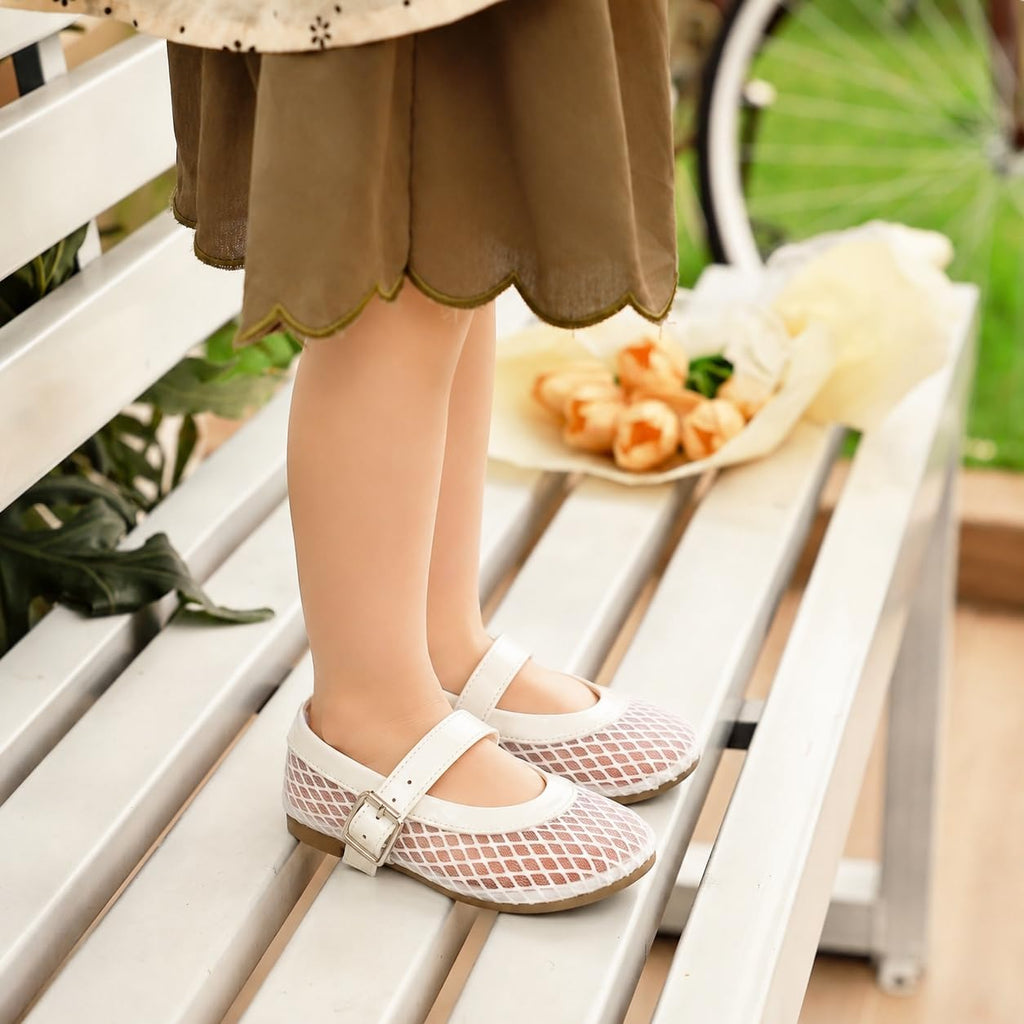 Girls Flats Mary Jane Mesh Ballet Flats Dress Shoes for School,Toddler,Kids