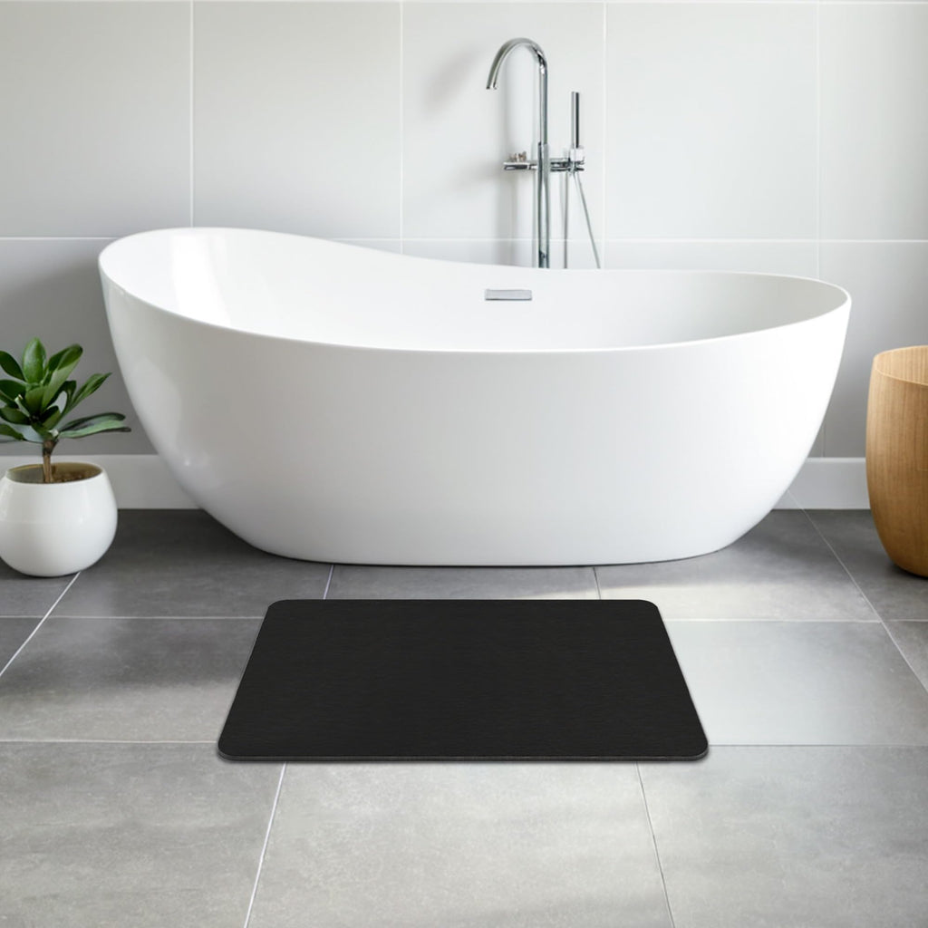 Black Stone Bath Mat, 24''x16'' Stone Shower Mat