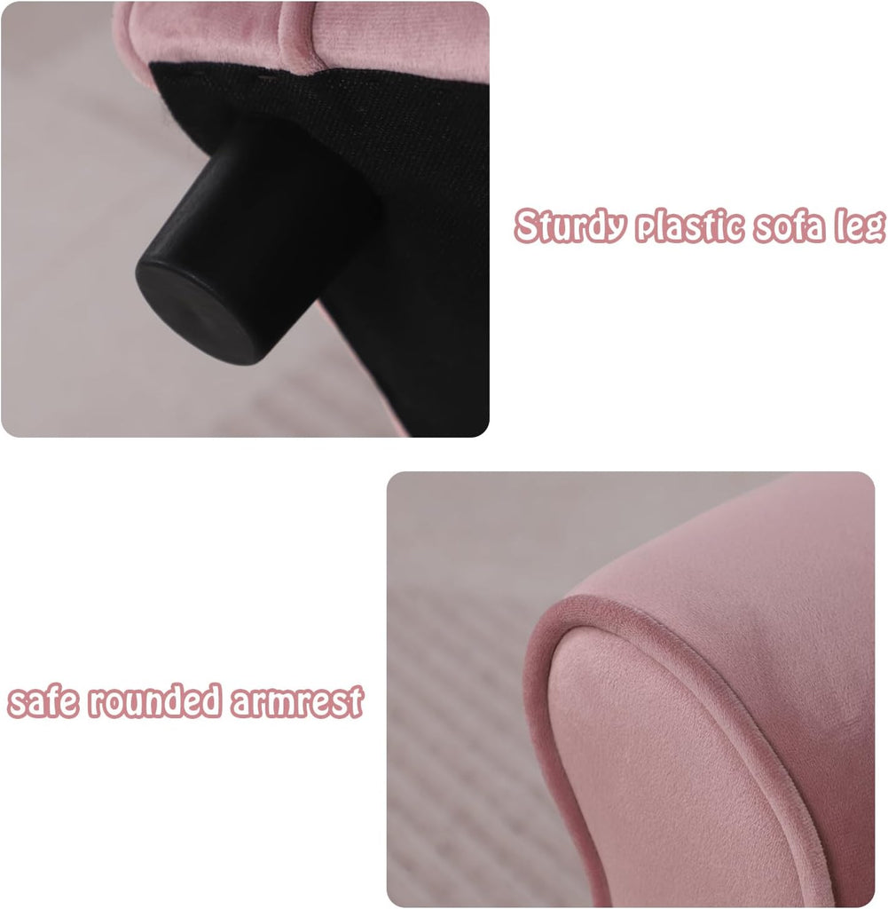 Small Dog Sofa Bed, Pet Sofa Bed, Dog Couch, Puppy Sofa, Velvet Cat Couch with Washable Cushion and Plastic Legs, Pink