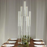 Clear 33 in Round 7 Arm Acrylic Cluster Taper Candle Holder Candelabra - Wedding Reception Party Dining Table Home
