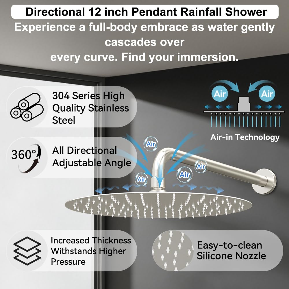 Shower System 3 Way Shower Faucet Sets with Push Button Diverter Valve