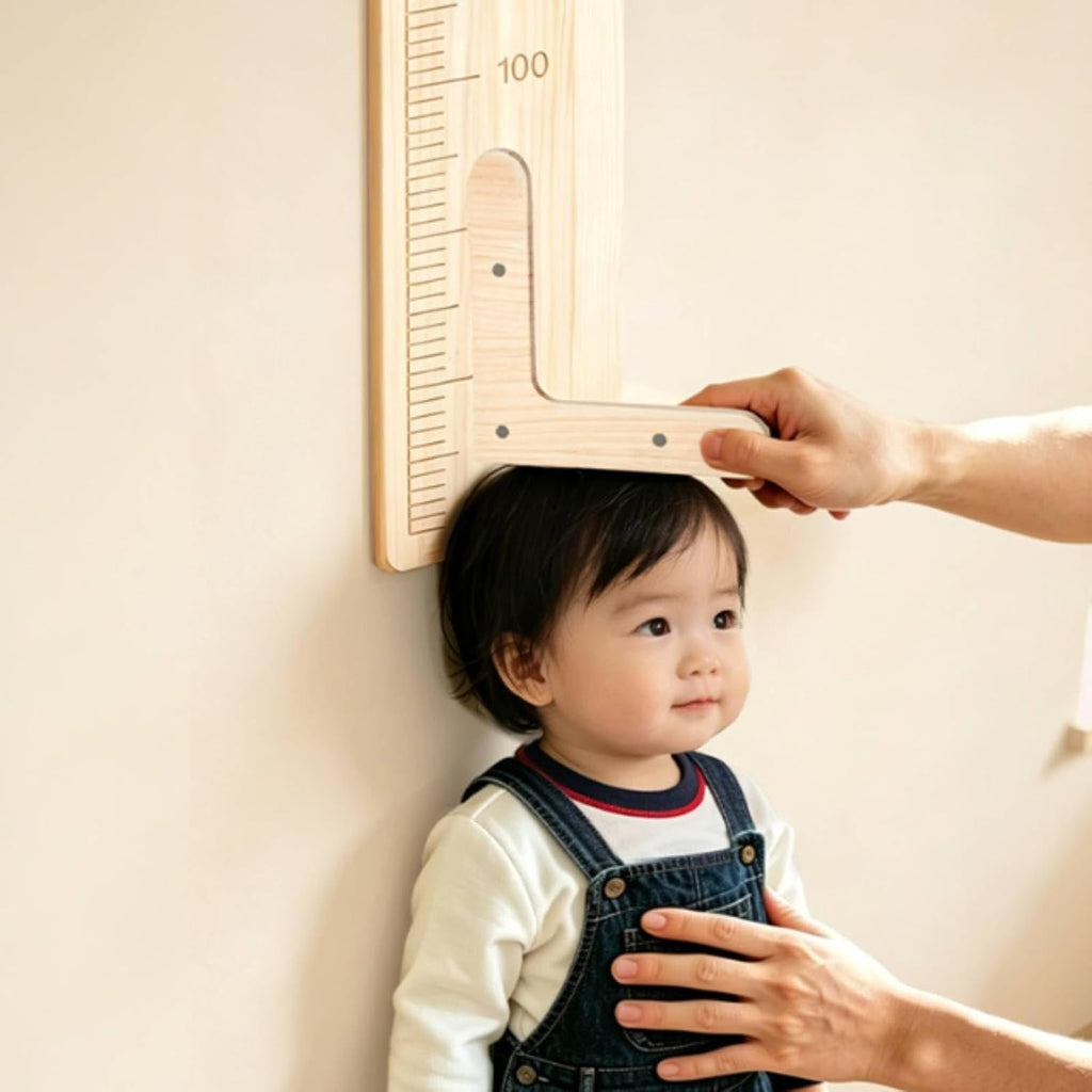 Wooden Growth House-Shaped Chart Wall Growth Chart Engraved Wooden Height Ruler for Kids, Young Children
