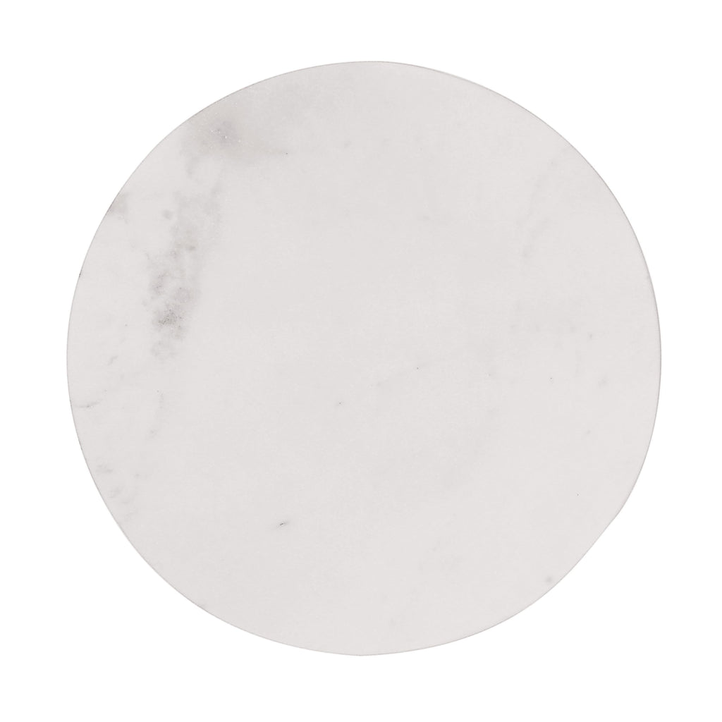 11‐Inch Round Marble Charcuterie and Cutting Board, White Finish