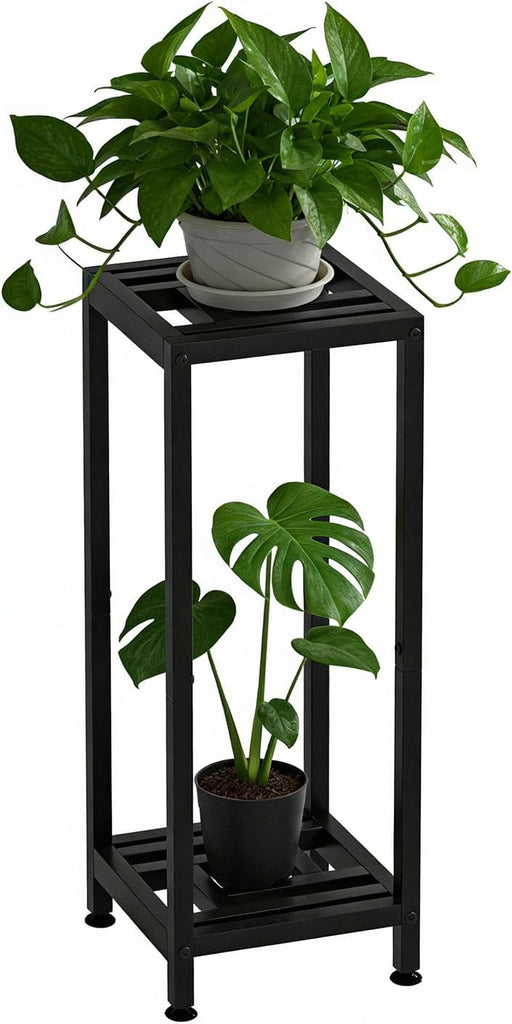Metal Plant Stand, 2-Tier Indoor Outdoor Flower Pot Holder, 40*11.81*11.81 Inch, 230 lb Capacity, Adjustable Feet