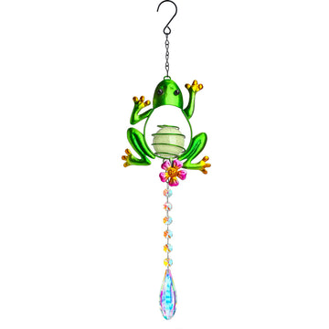 17" Frog Stained Glass Suncatcher, Crystal Window Hanging Ornament