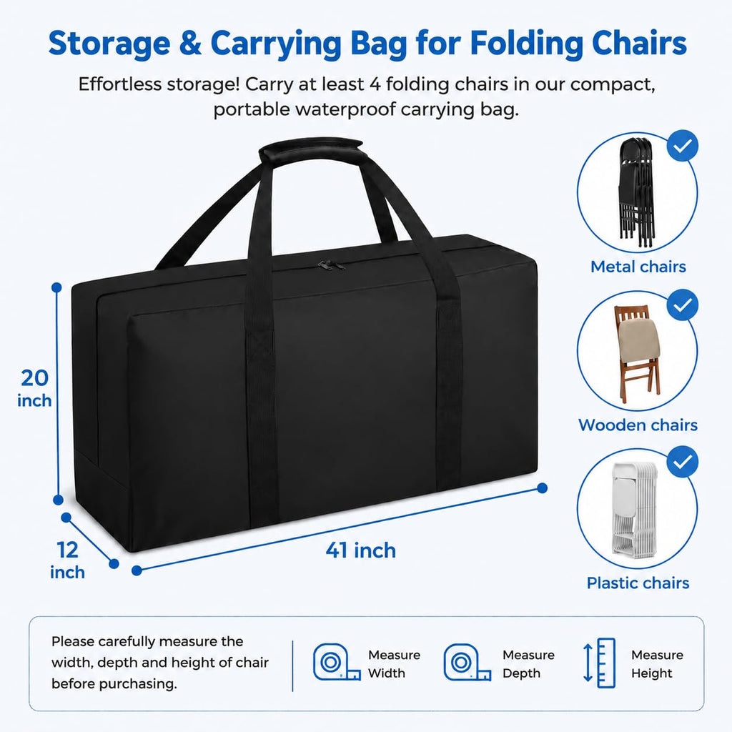 Large Waterproof Heavy Duty Folding Chair Storage Carry Bag 41x12x20 inch