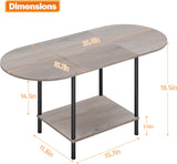 Coffee Tables,2-Tier Small Oval Center Table Industrial Modern Style Coffee Tables with Storage Shelf and Wood