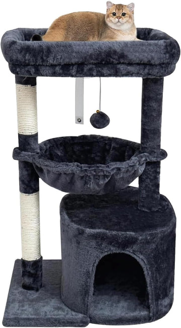 Small Cat Tree for Indoor Cats, Cat Tower with Scratching Post