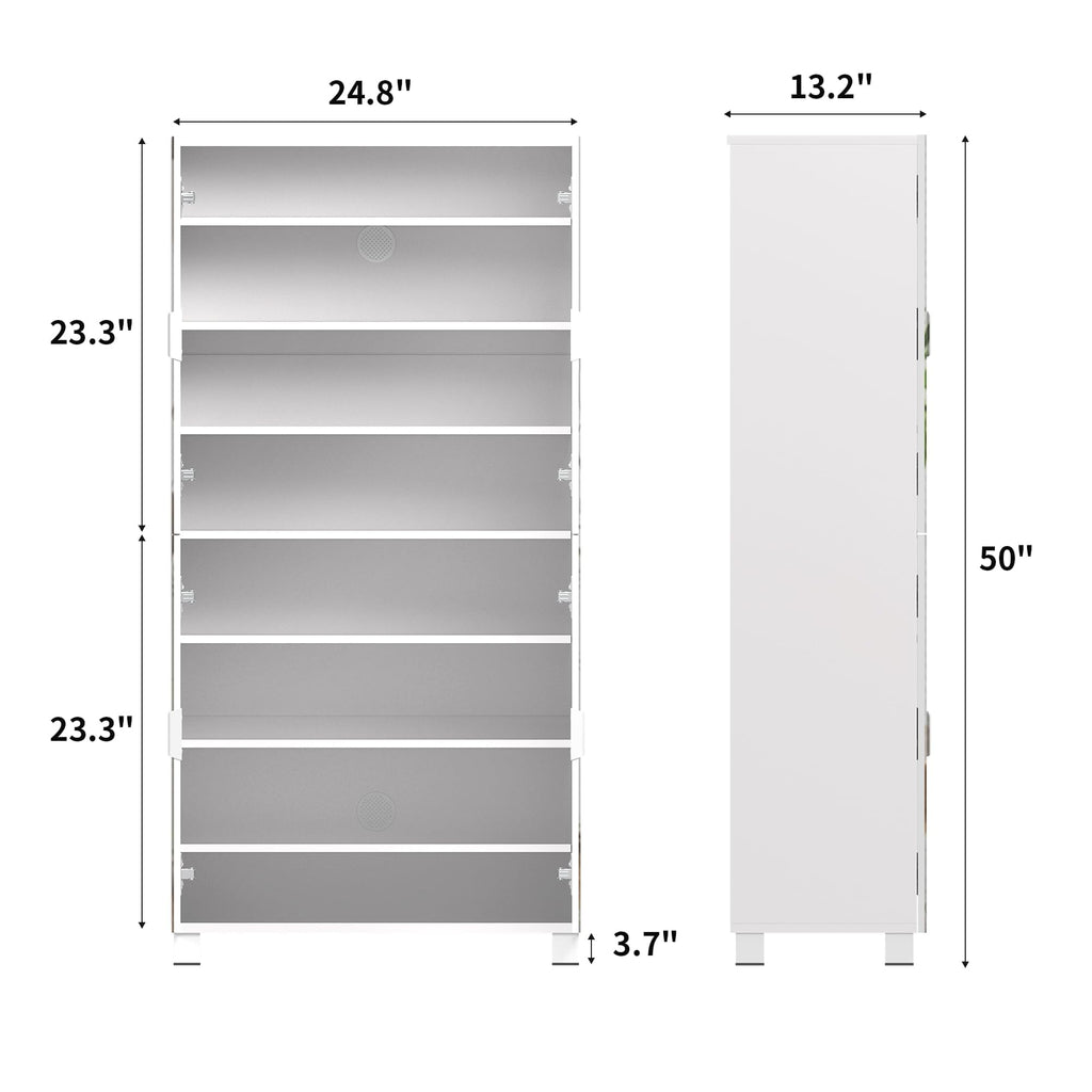 Mirror Shoe Cabinet with 4 Mirrored-Door Shoe Storage Cabinet