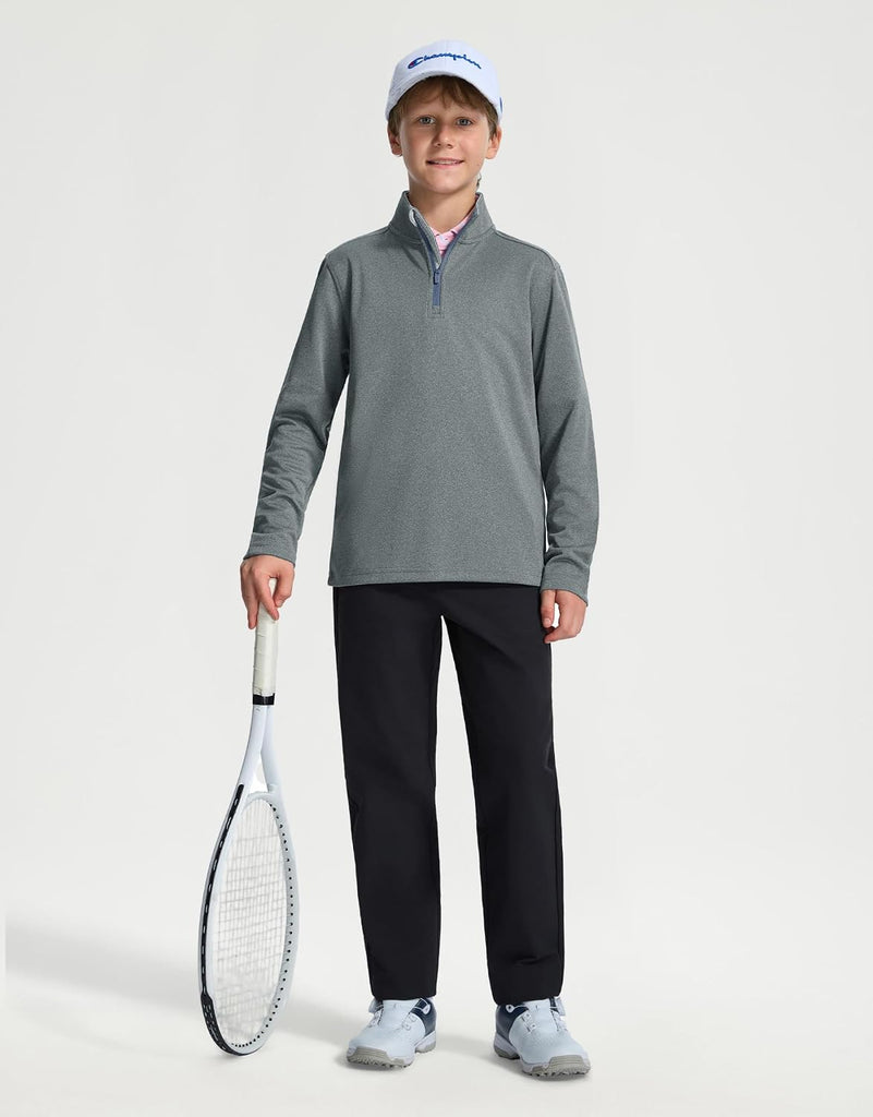 Boys Quarter Zip Pullover Mock Neck Midlayer Golf Kids Sweatshirt
