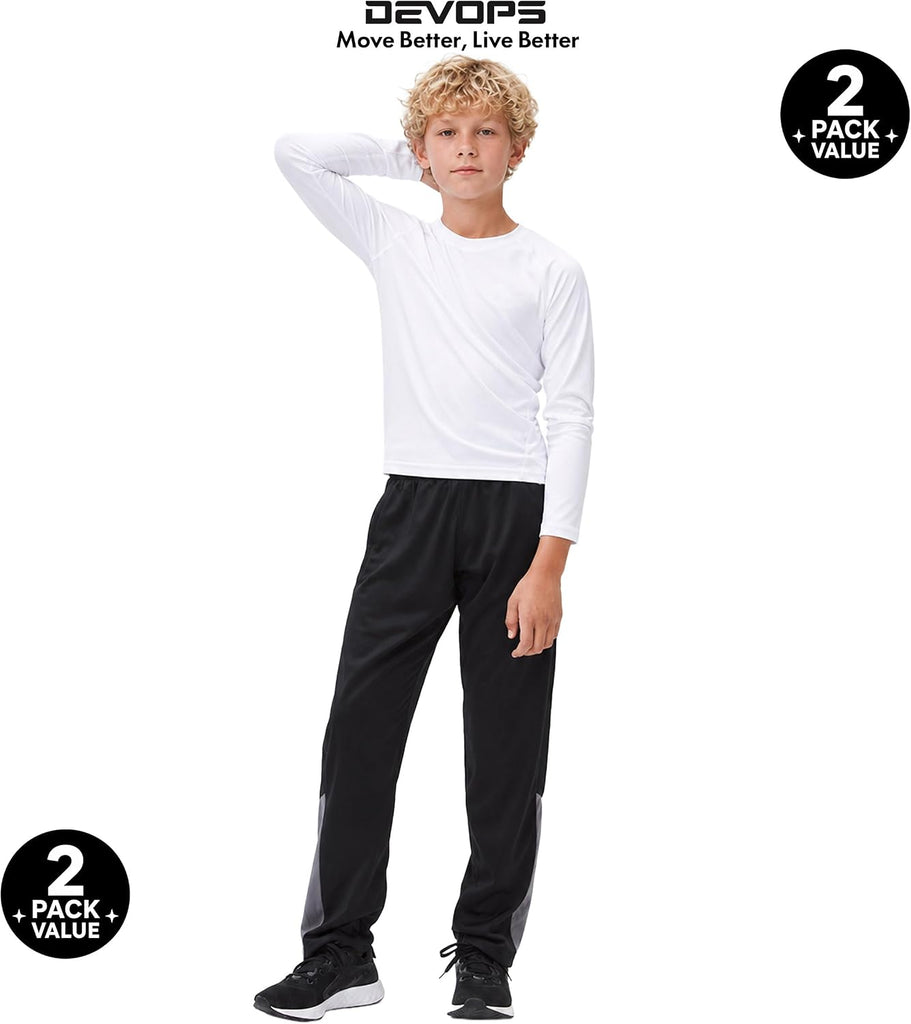 2 Pack Boys Athletic Pants Lightweight Active Track Pants with Pockets