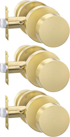 Gold Closet Door Knobs, Zinc Alloy Brushed Gold Passage Door Knob, Interior Door Knob , Closets