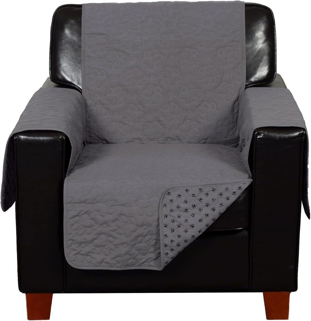 Waterproof & Non-Slip Chair Cover Protector for Dogs, Cats, & Children - Quilted Paw Print Living Room Furniture