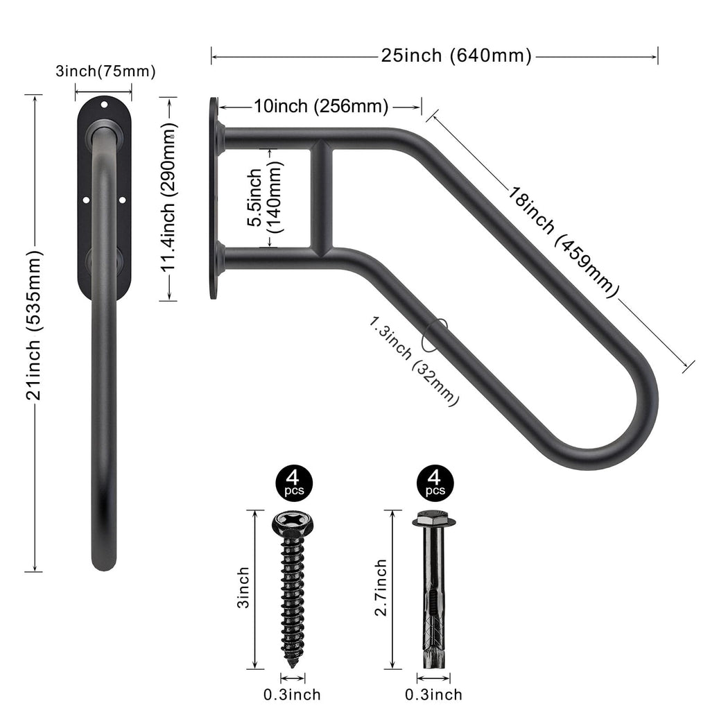Heavy Duty Wall Mount Handrails for Indoor Outdoor 1-3 Steps