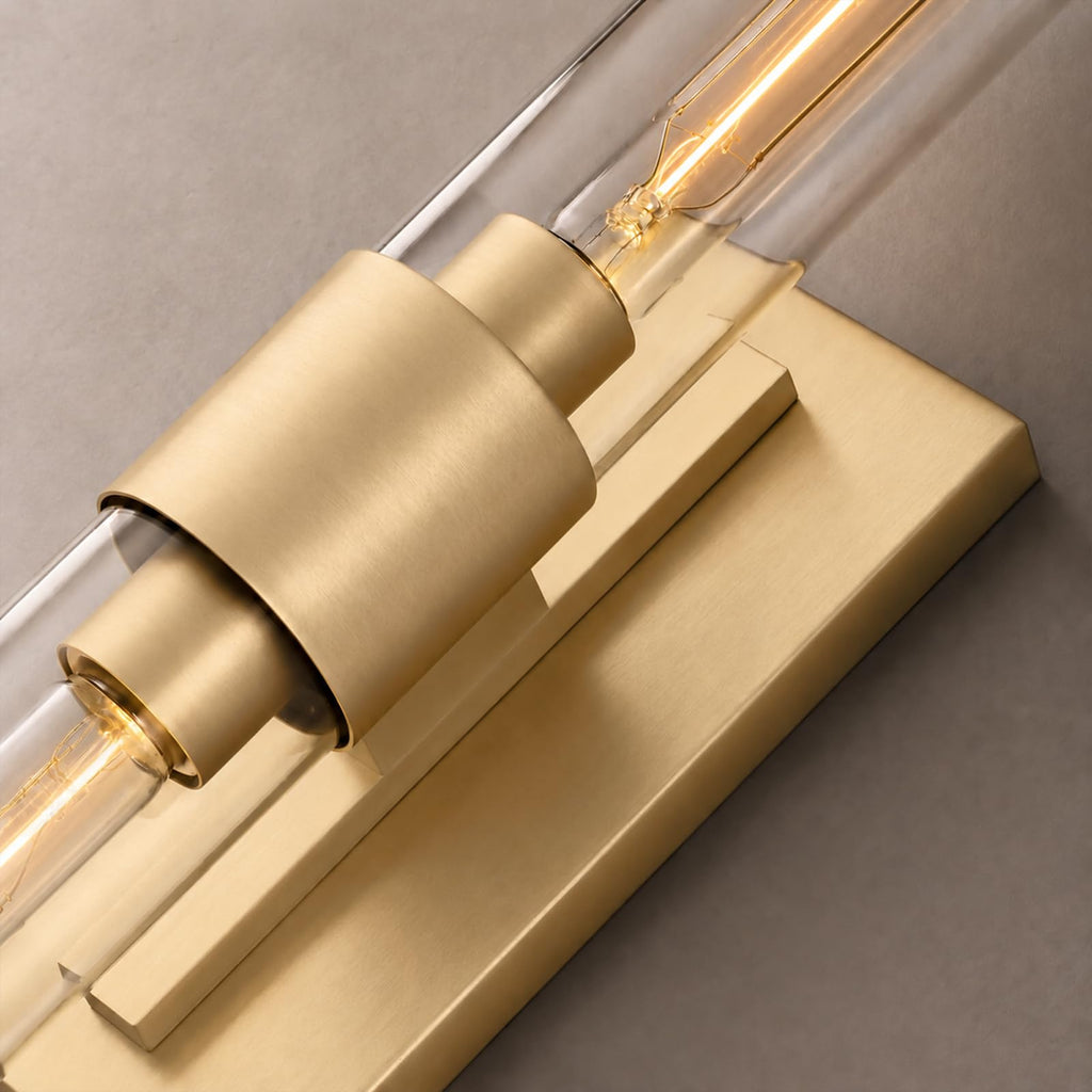 Gold Wall Sconces Set of Two - Hardwired Brass Light Fixture, Bulb Included