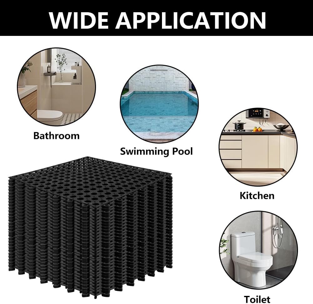 30 Pack Drainage Interlocking Tiles, 12"x12" Modular Interlocking Floor Tiles with 1 Pc Plastic Hammer Non Slip Rubber