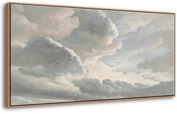Large Framed Wall Art, Vintage Sunset Clouds Landscape, 20x40 Inch