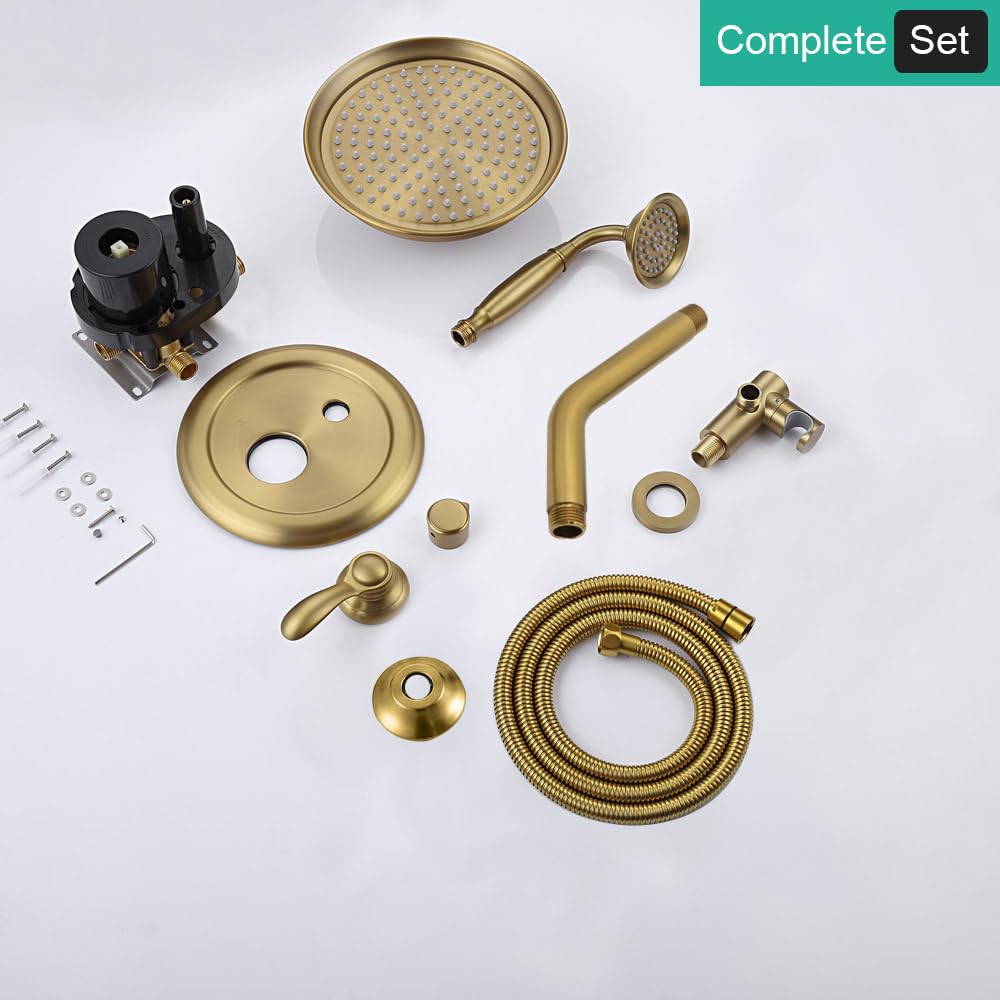 Dual Rain Shower Head System with Handheld Antique Faucet Set