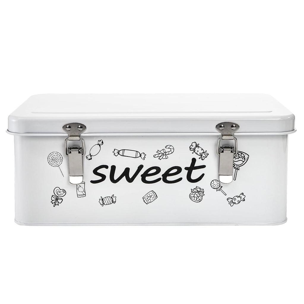 Candy Storage Box, 4 Compartments Metal Candy Cookies Snacks Storage Tin Box with Lid Food Storage Container