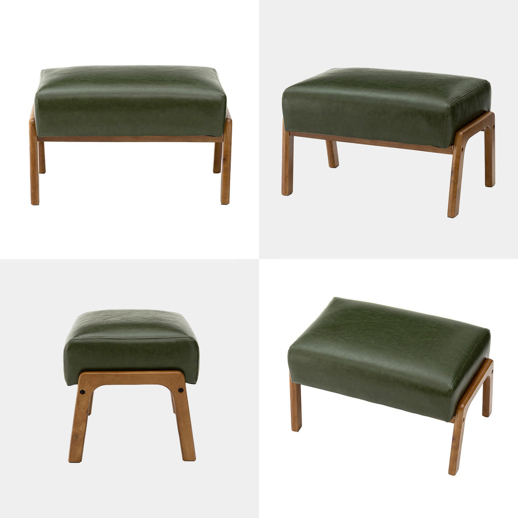 Foot Stool Ottoman, Modern Leatherette Sofa Stool Vanity Chair with Rubber Wood Frame, Footrest Ottoman Bench